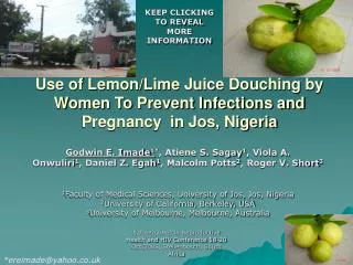 use of lemon lime juice douching by women to prevent infections and pregnancy in jos nigeria