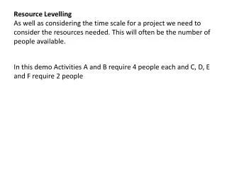 Resource Levelling