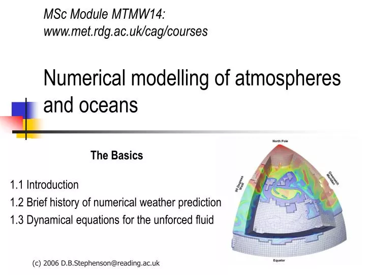 msc module mtmw14 www met rdg ac uk cag courses numerical modelling of atmospheres and oceans