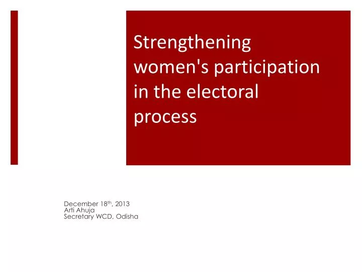 strengthening women s participation in the electoral process
