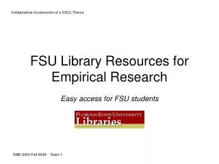 FSU Library Resources for Empirical Research