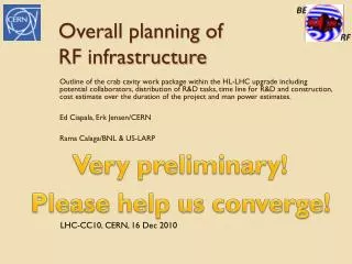 Overall planning of RF infrastructure