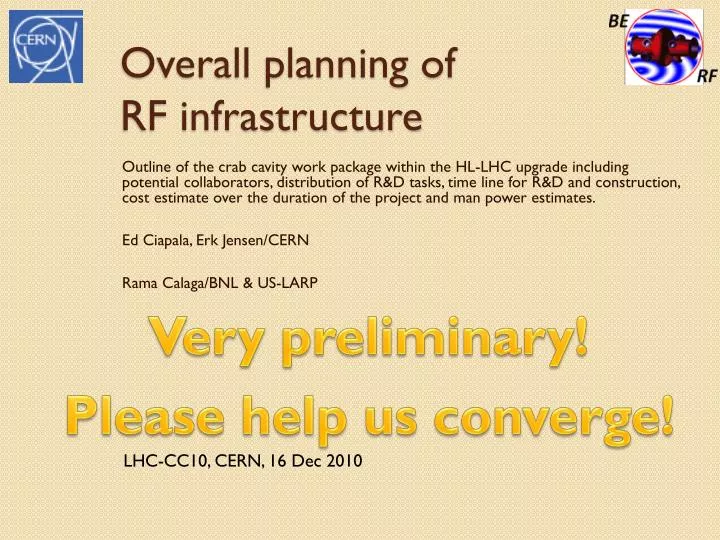 overall planning of rf infrastructure
