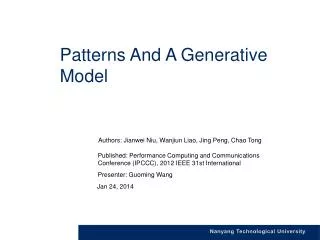 Patterns And A Generative Model