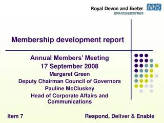 Membership development report