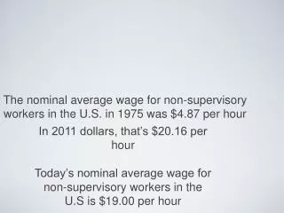 The nominal average wage for non-supervisory workers in the U.S. in 1975 was $4.87 per hour