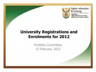 Portfolio Committee 15 February 2012