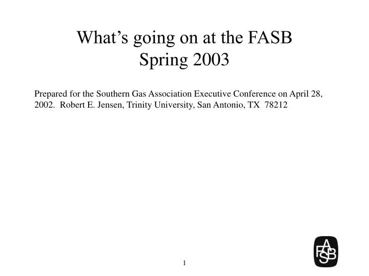 what s going on at the fasb spring 2003