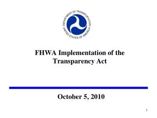 FHWA Implementation of the Transparency Act