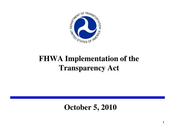 fhwa implementation of the transparency act