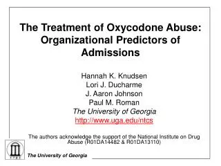 The Treatment of Oxycodone Abuse: Organizational Predictors of Admissions