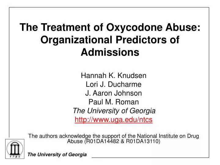 the treatment of oxycodone abuse organizational predictors of admissions