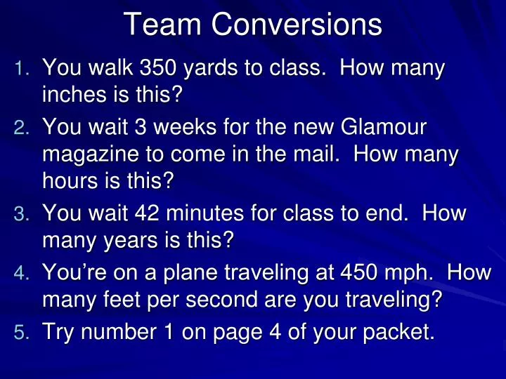 team conversions