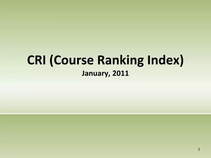 cri course ranking index january 2011