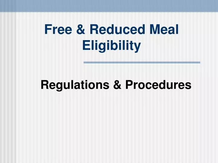 free reduced meal eligibility