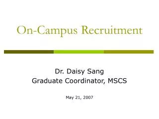 On-Campus Recruitment