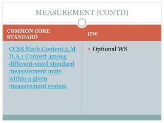 MEASUREMENT (CONTD)