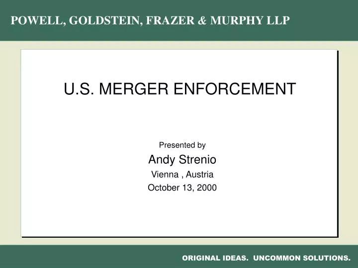 u s merger enforcement