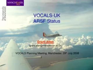 VOCALS-UK ARSF Status