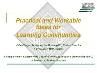 Practical and Workable Ideas for Learning Communities