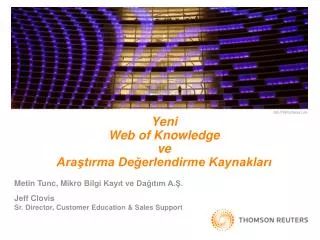 yeni web of knowledge ve ara t rma de erlendirme kaynaklar