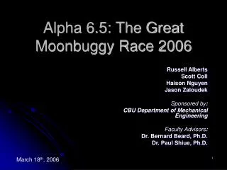 Alpha 6.5: The Great Moonbuggy Race 2006
