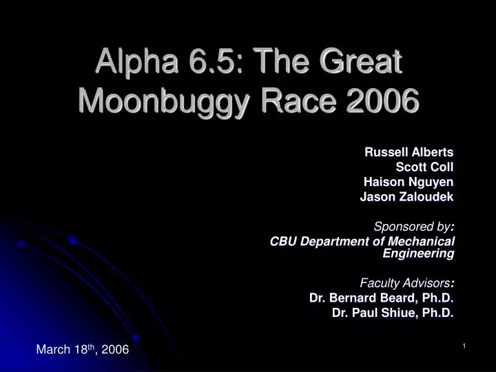 alpha 6 5 the great moonbuggy race 2006