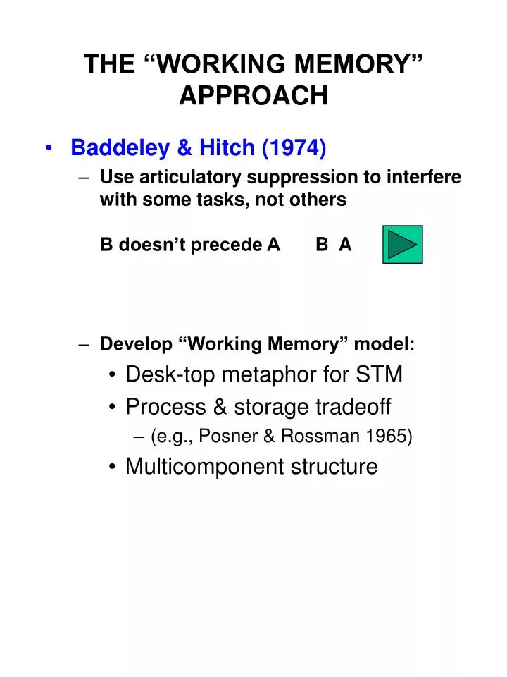 the working memory approach