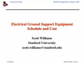 Electrical Ground Support Equipment Schedule and Cost