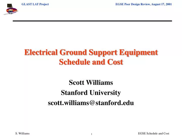electrical ground support equipment schedule and cost