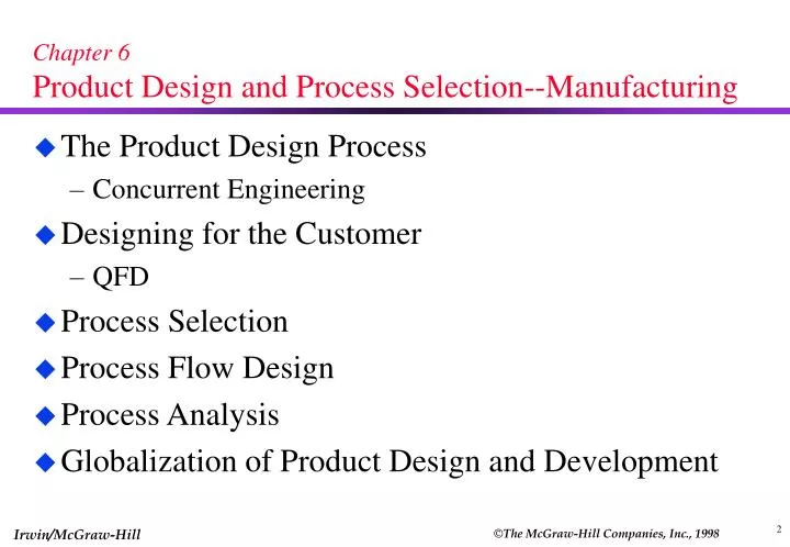 chapter 6 product design and process selection manufacturing