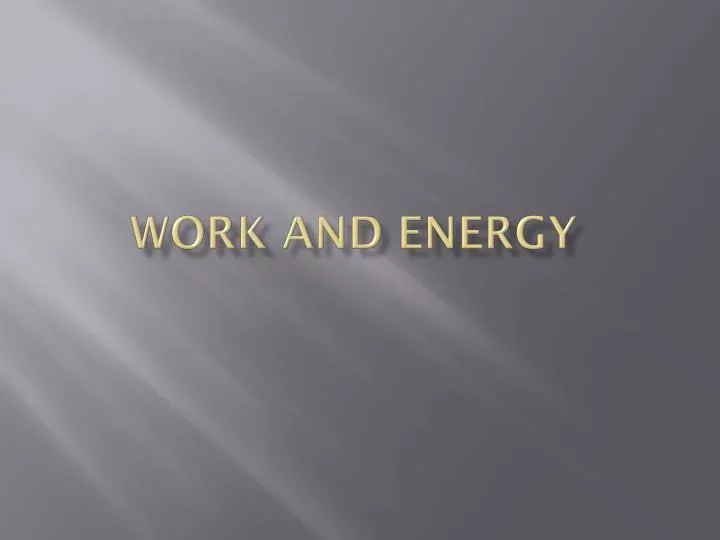 work and energy