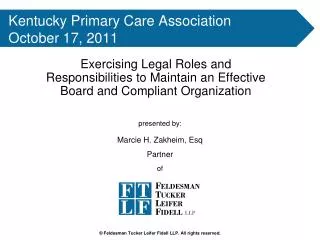 Kentucky Primary Care Association October 17, 2011