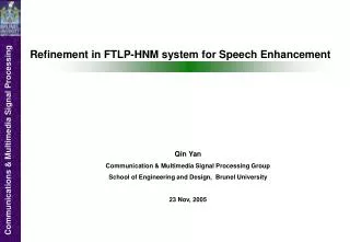 Refinement in FTLP-HNM system for Speech Enhancement