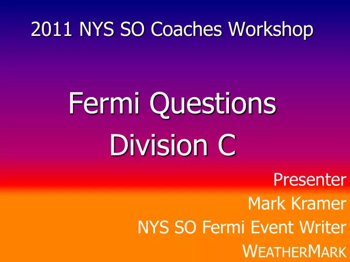 2011 nys so coaches workshop