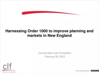 Harnessing Order 1000 to improve planning and markets in New England
