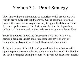 Section 3.1: Proof Strategy