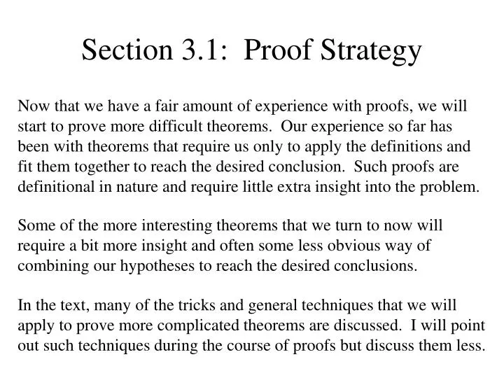 section 3 1 proof strategy