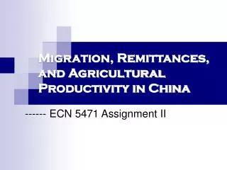Migration, Remittances, and Agricultural Productivity in China