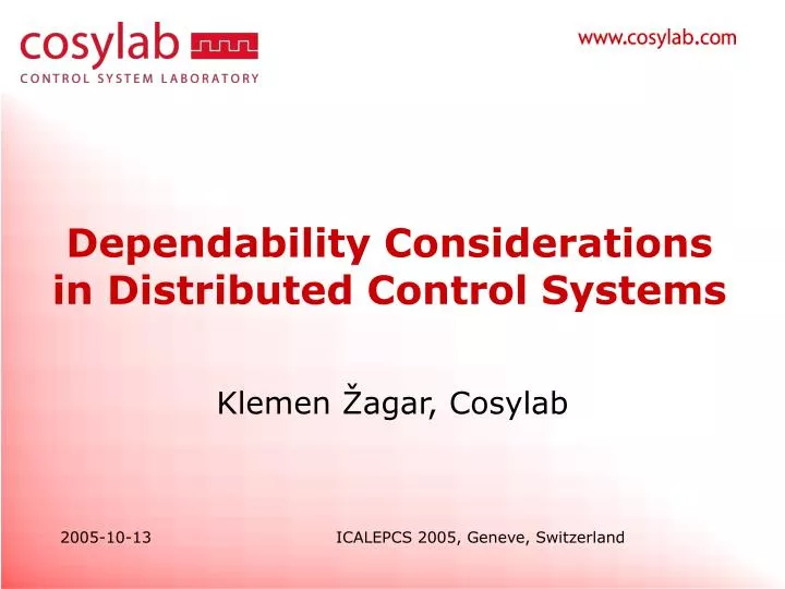 dependability considerations in distributed control systems