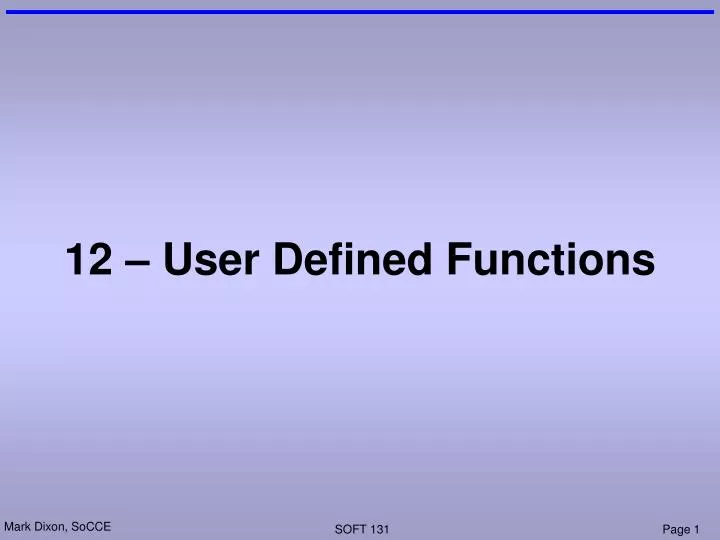 12 user defined functions