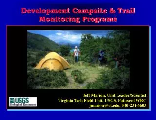 Development Campsite &amp; Trail Monitoring Programs