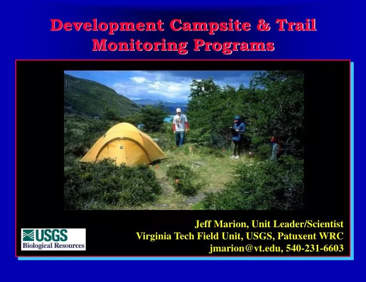 development campsite trail monitoring programs