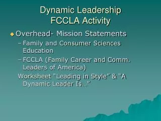 Dynamic Leadership FCCLA Activity