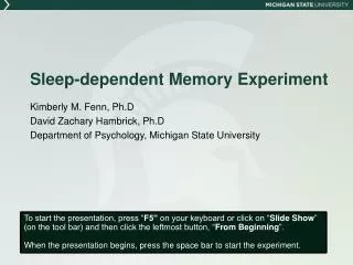 Sleep-dependent Memory Experiment