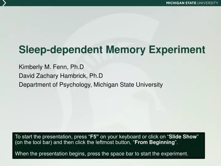 sleep dependent memory experiment