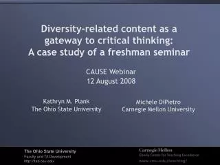 Diversity-related content as a gateway to critical thinking: A case study of a freshman seminar