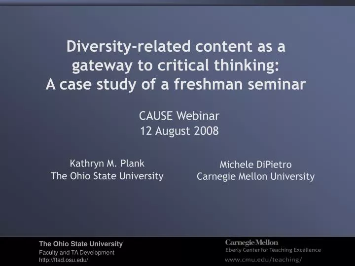 diversity related content as a gateway to critical thinking a case study of a freshman seminar