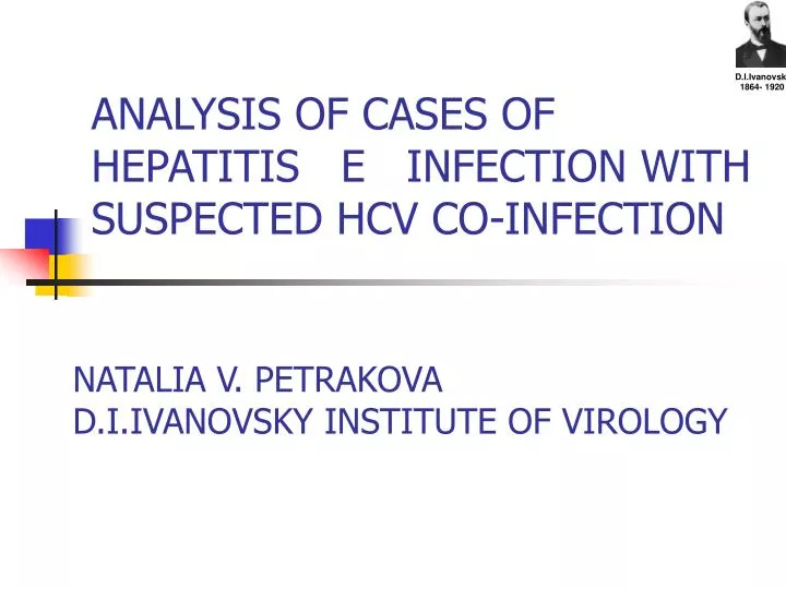 analysis of cases of hepatitis e infection with suspected hcv co infection