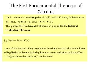 The First Fundamental Theorem of Calculus